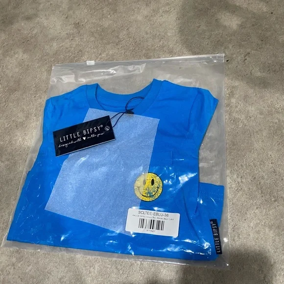 Little bipsy blue smiley tee new 3/6m - Picture 1 of 1